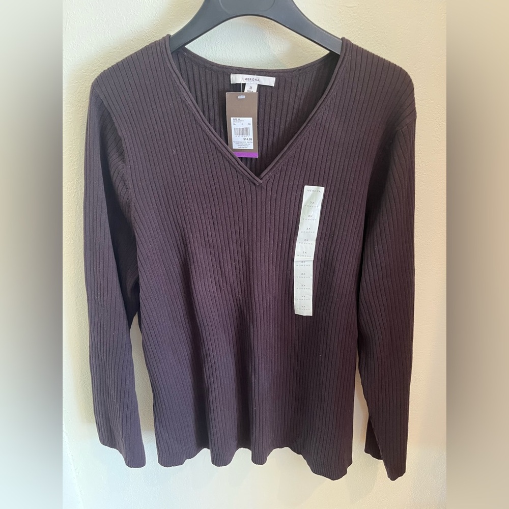 Merona Sweater Women’s 3X Chocolate Brown NWT